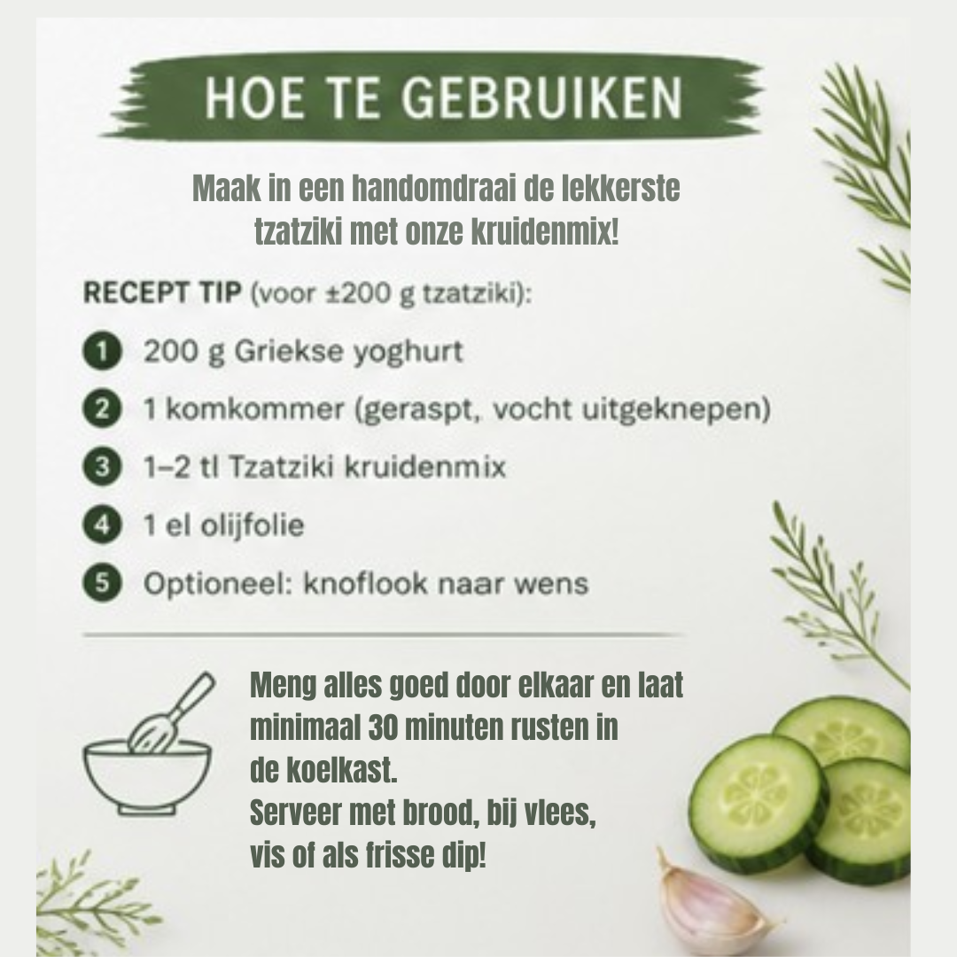 Tzatziki Kruidenmix – Frisse Griekse Kruidenblend