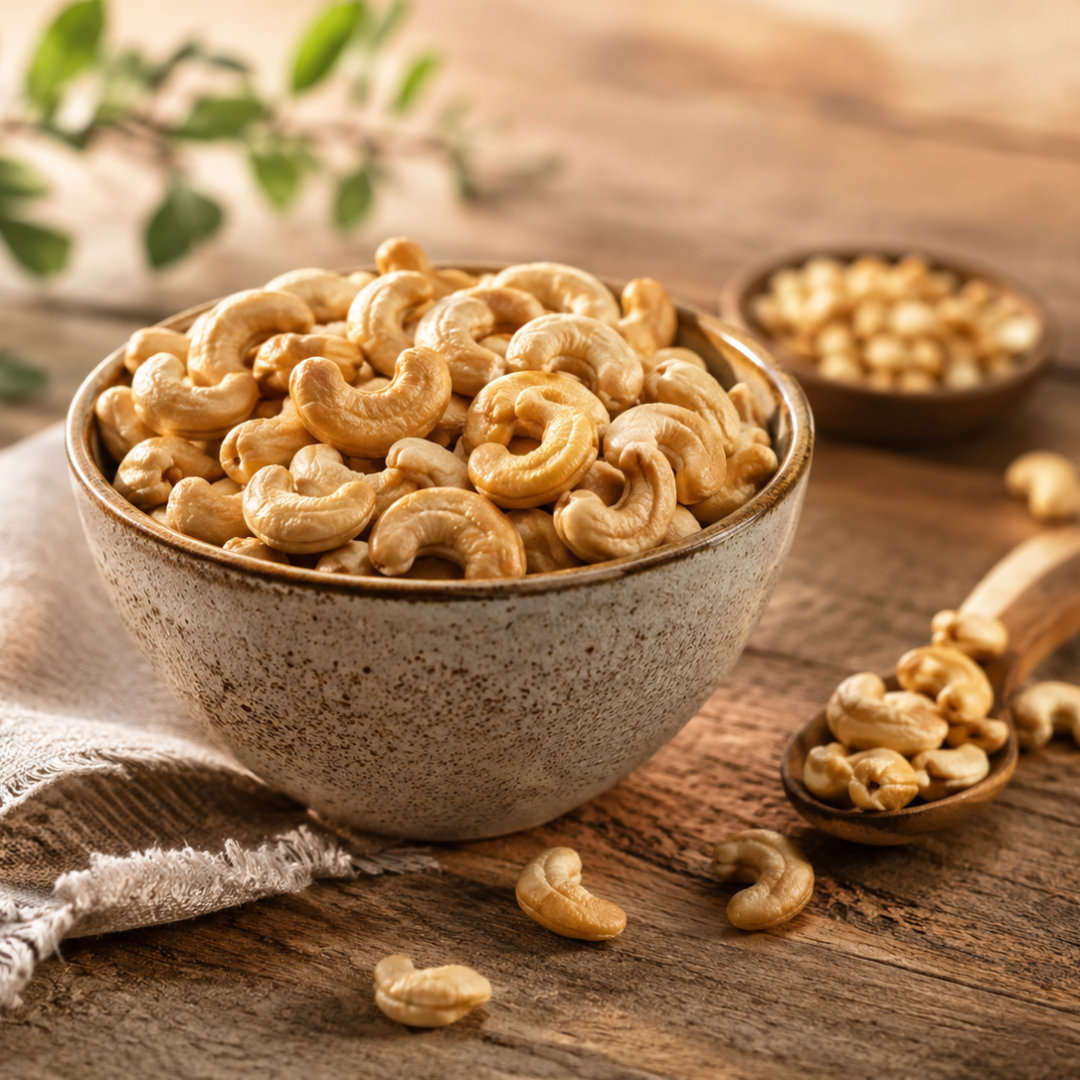 ongezouten cashewnoten als snack