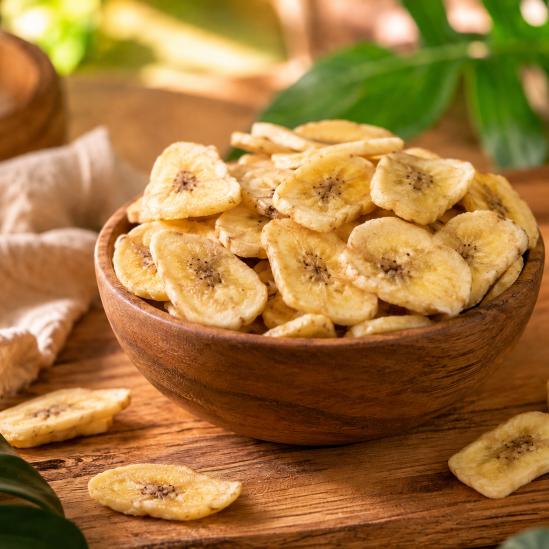 bananenchips als knapperige snack