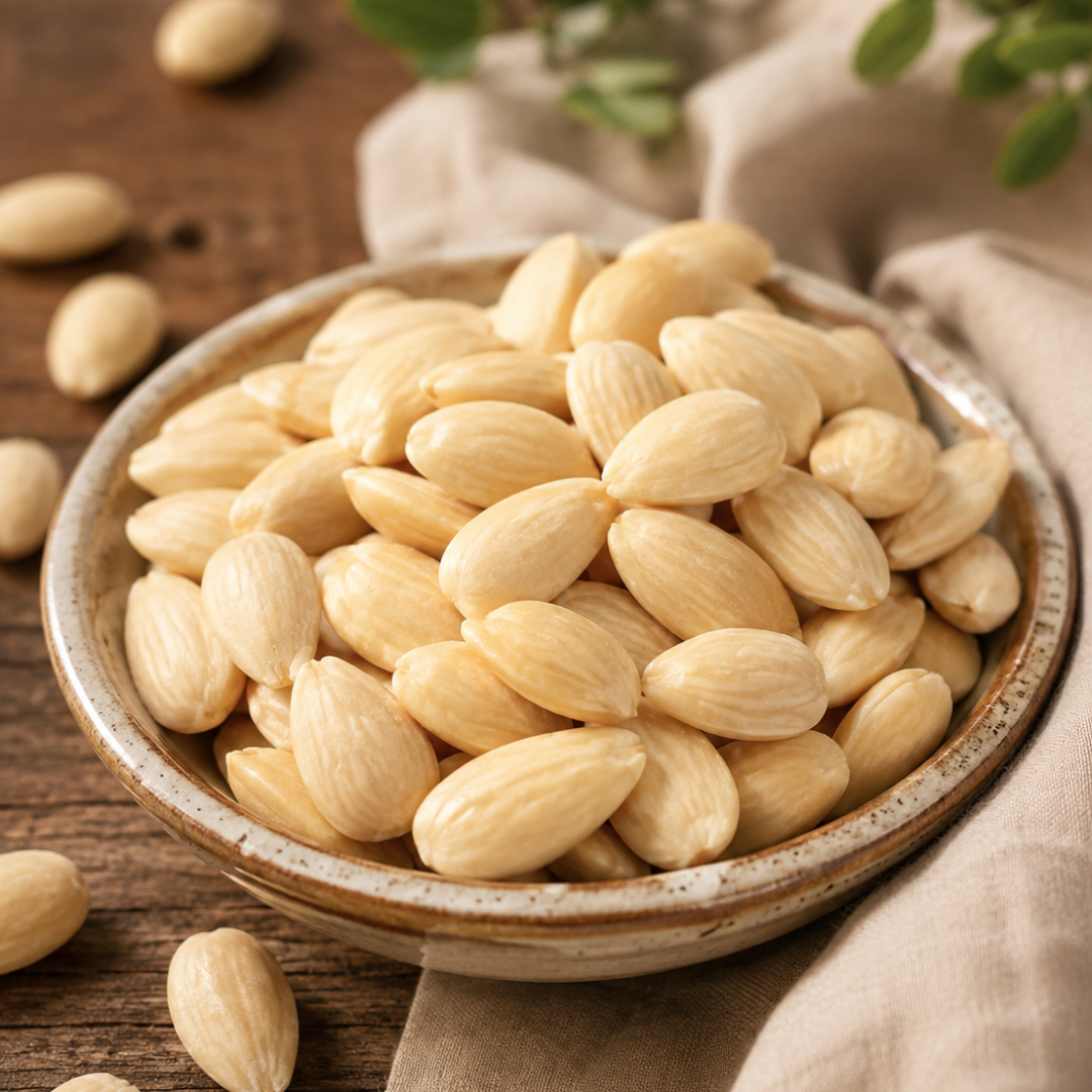 blanke amandelen als snack