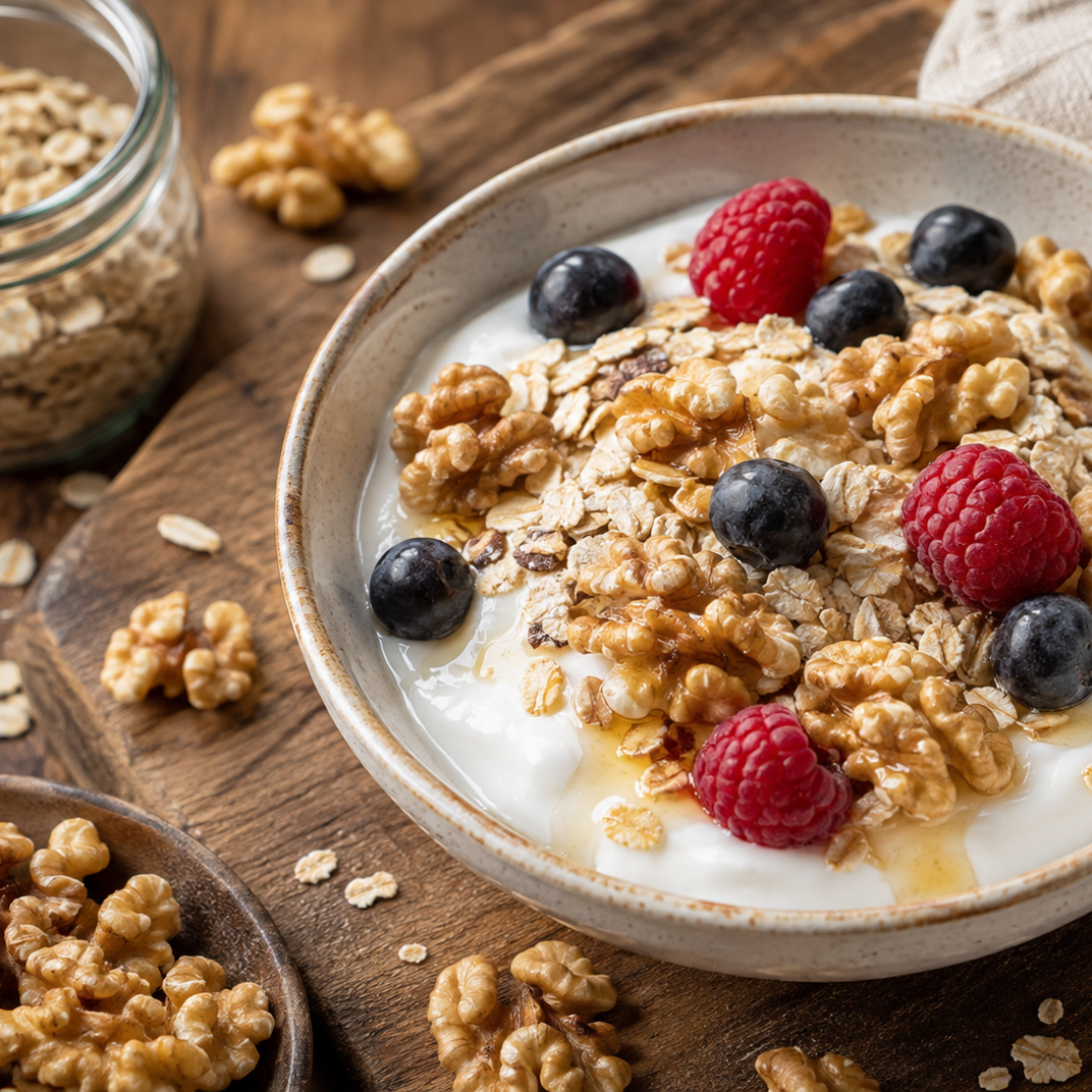 walnoten als topping voor yoghurt en muesli