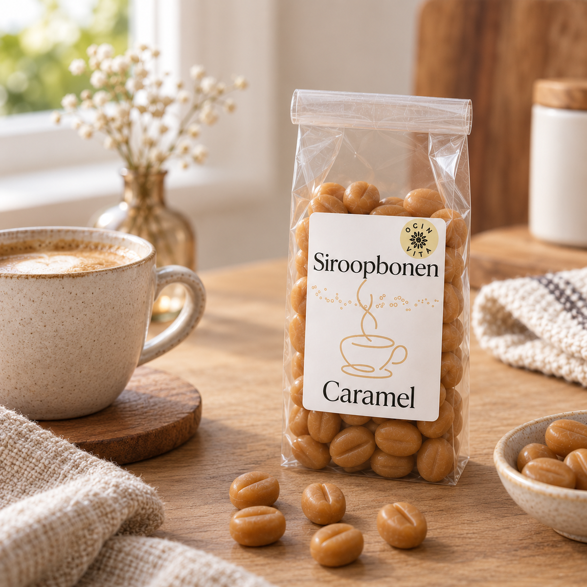 Siroopbonen Karamel – Zoete Smaakmaker voor Koffie, Thee & Cacao