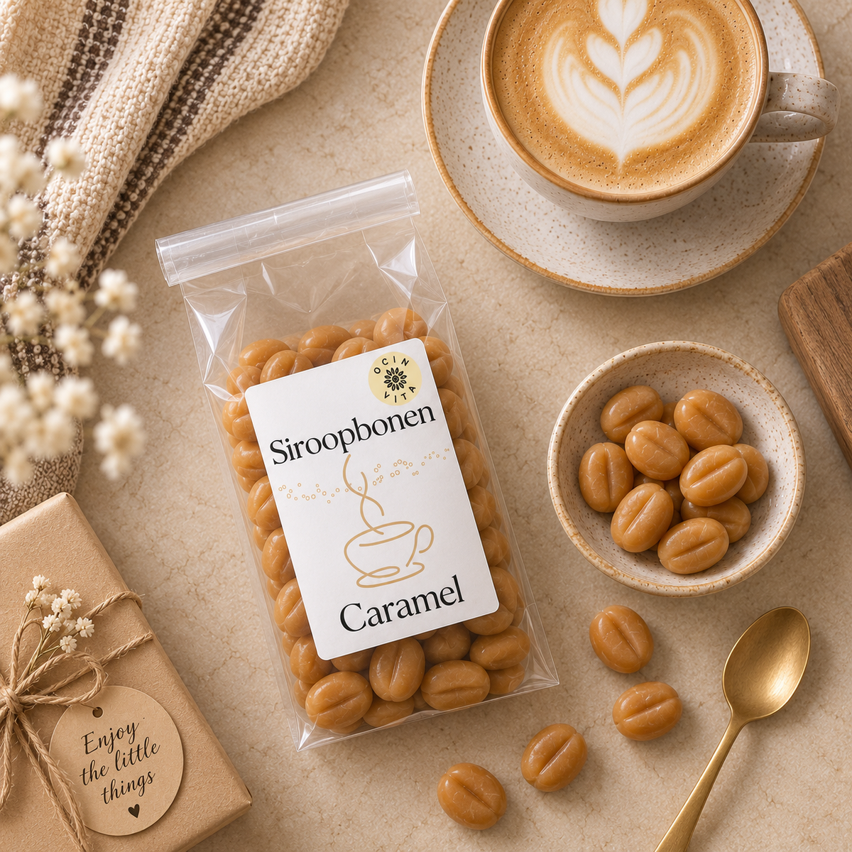 Siroopbonen Karamel – Zoete Smaakmaker voor Koffie, Thee & Cacao