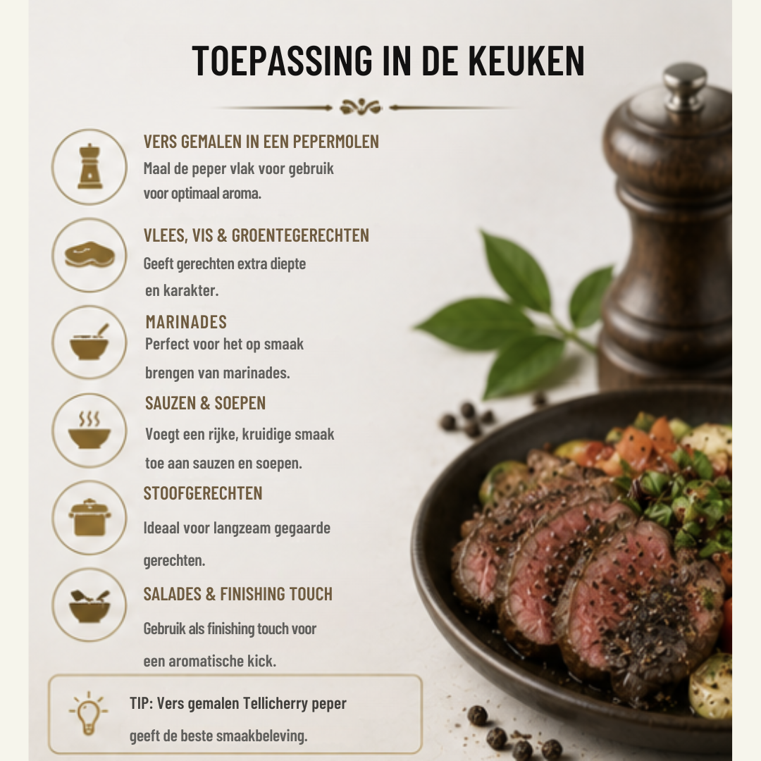 Tellicherry Peper – Premium Zwarte Peperkorrels