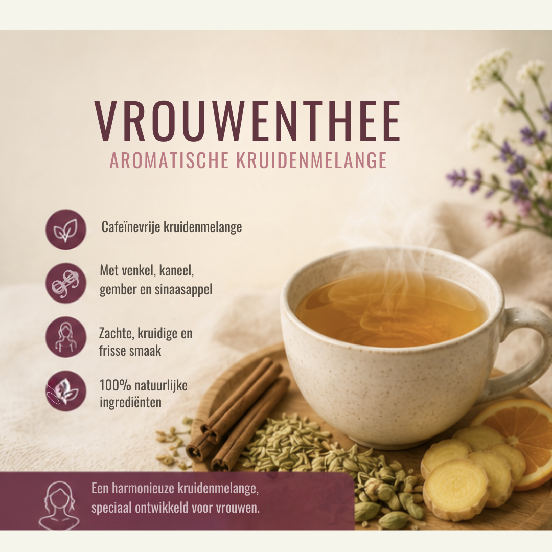 Vrouwenthee – Aromatische Cafeïnevrije Kruidenmelange