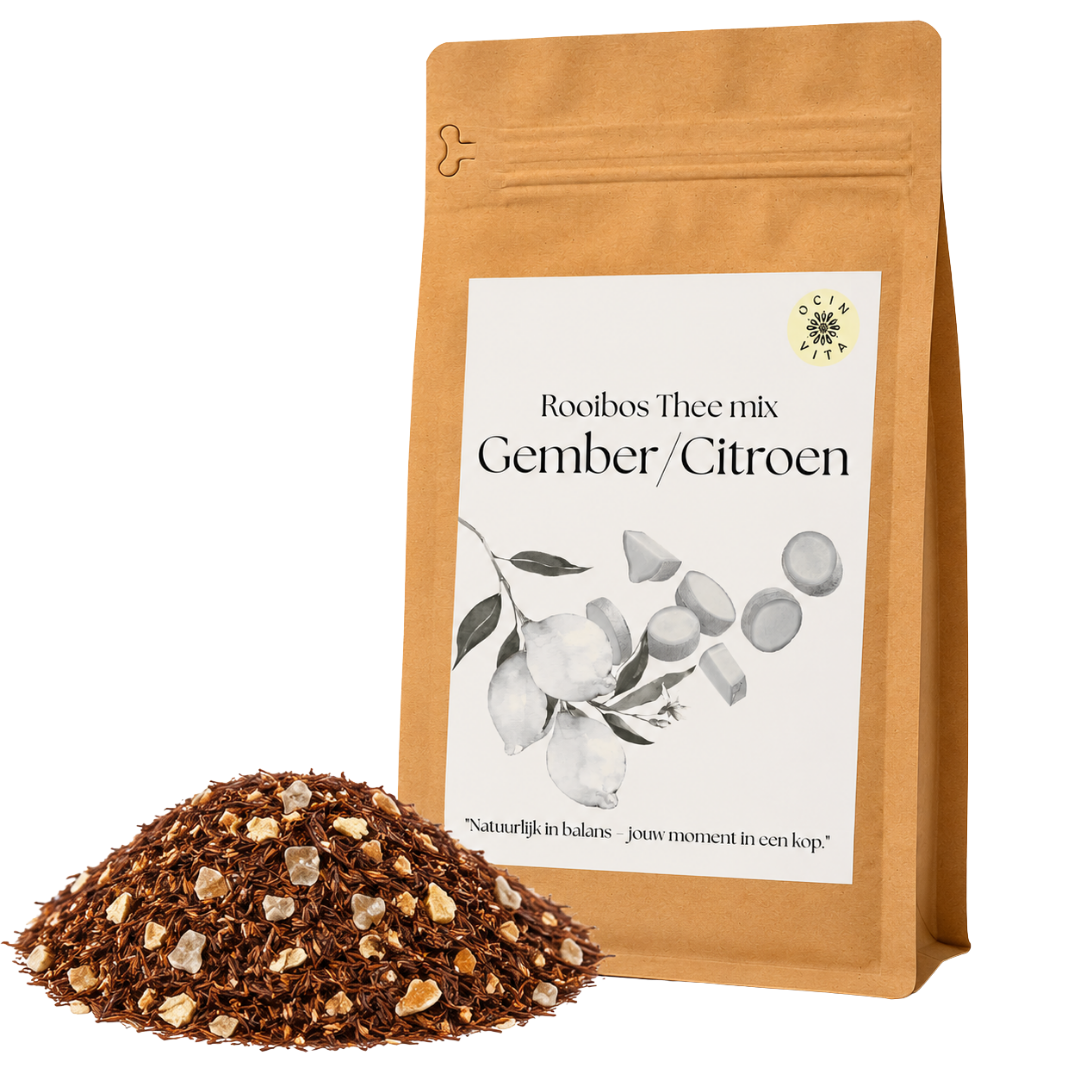 Rooibos Thee Melange – Gember & Citroen | Cafeïnevrije Kruidenthee