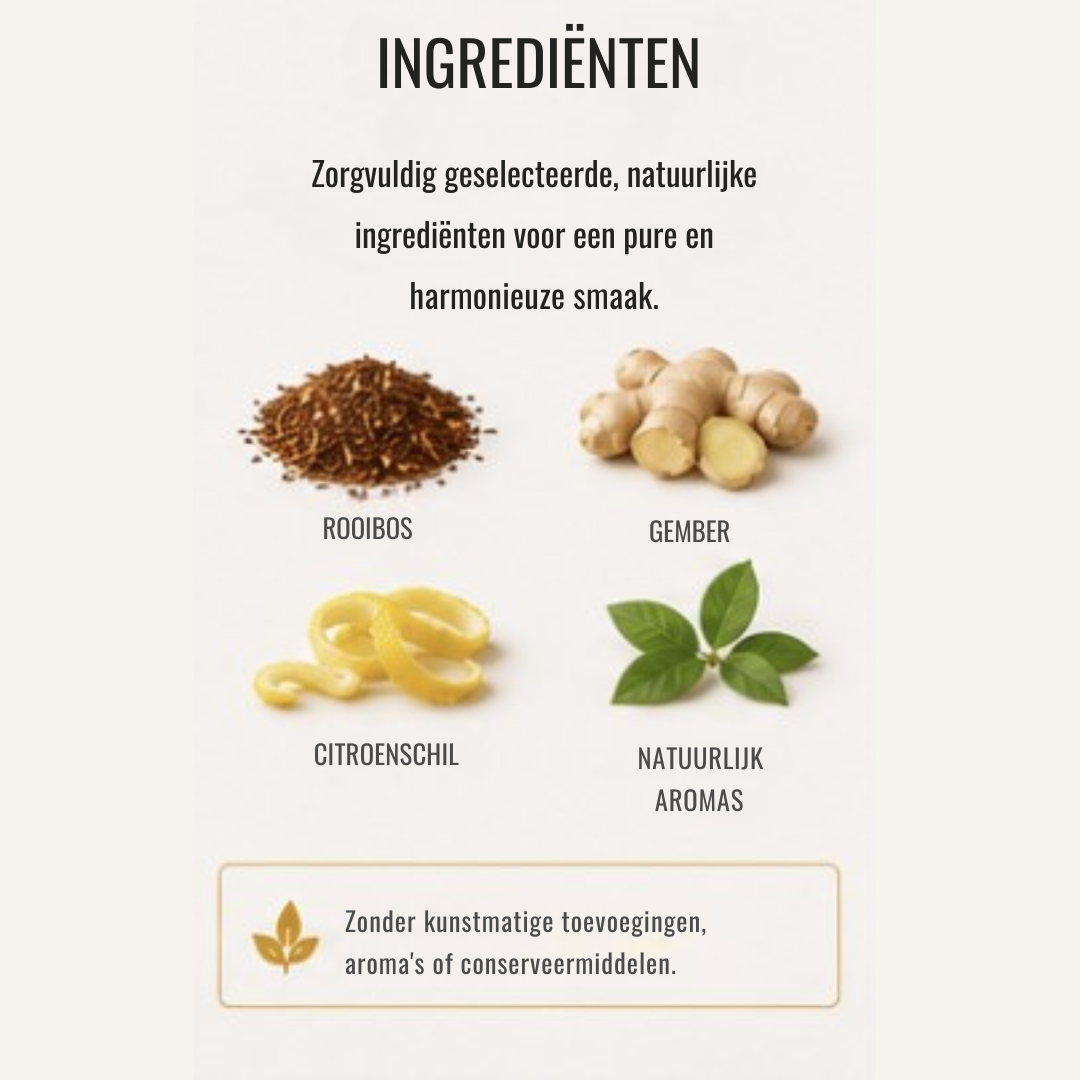 Rooibos Thee Melange – Gember & Citroen | Cafeïnevrije Kruidenthee