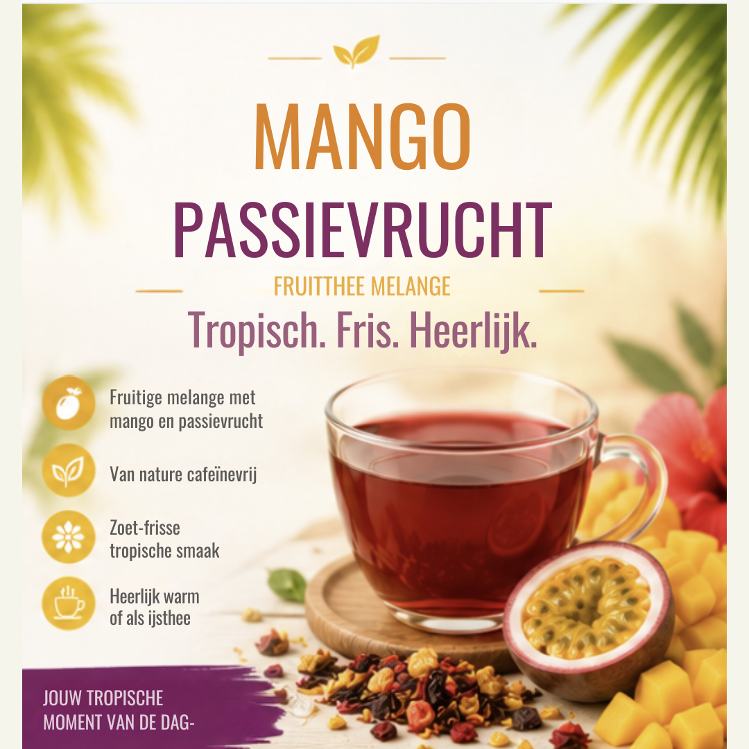 Mango Passievrucht Fruitthee – Tropische Fruitinfusie | Cafeïnevrij