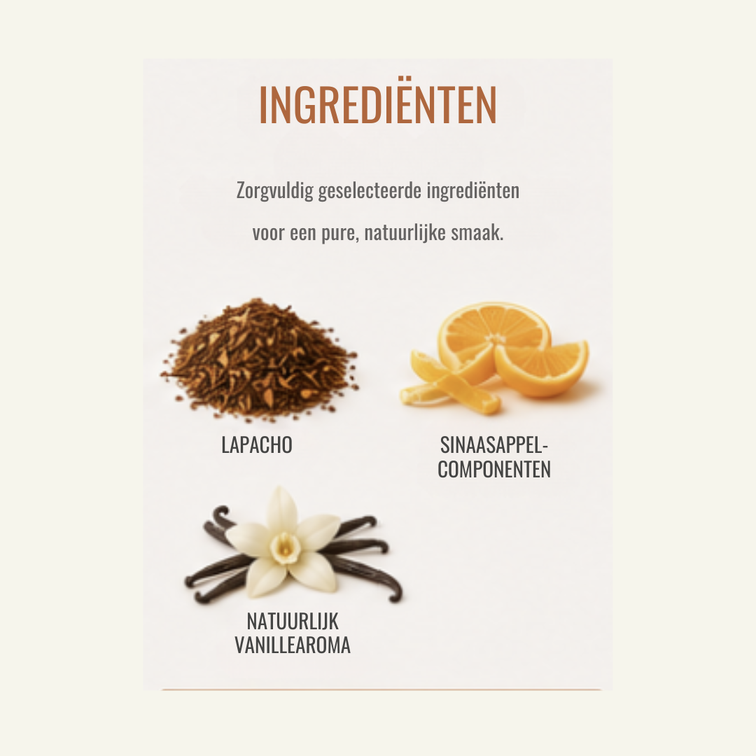 Lapacho Theemelange Sinaasappel & Vanille – Zachte en Aromatische Kruidenthee