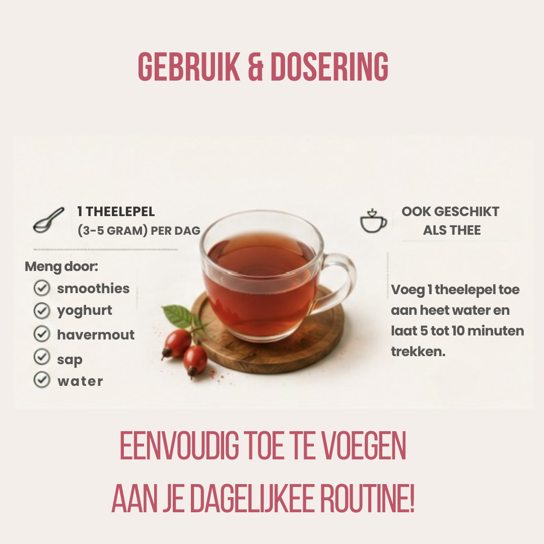 Rozenbottelpoeder – 100% Puur, Biologisch & Van Nature Rijk aan Vitamine C