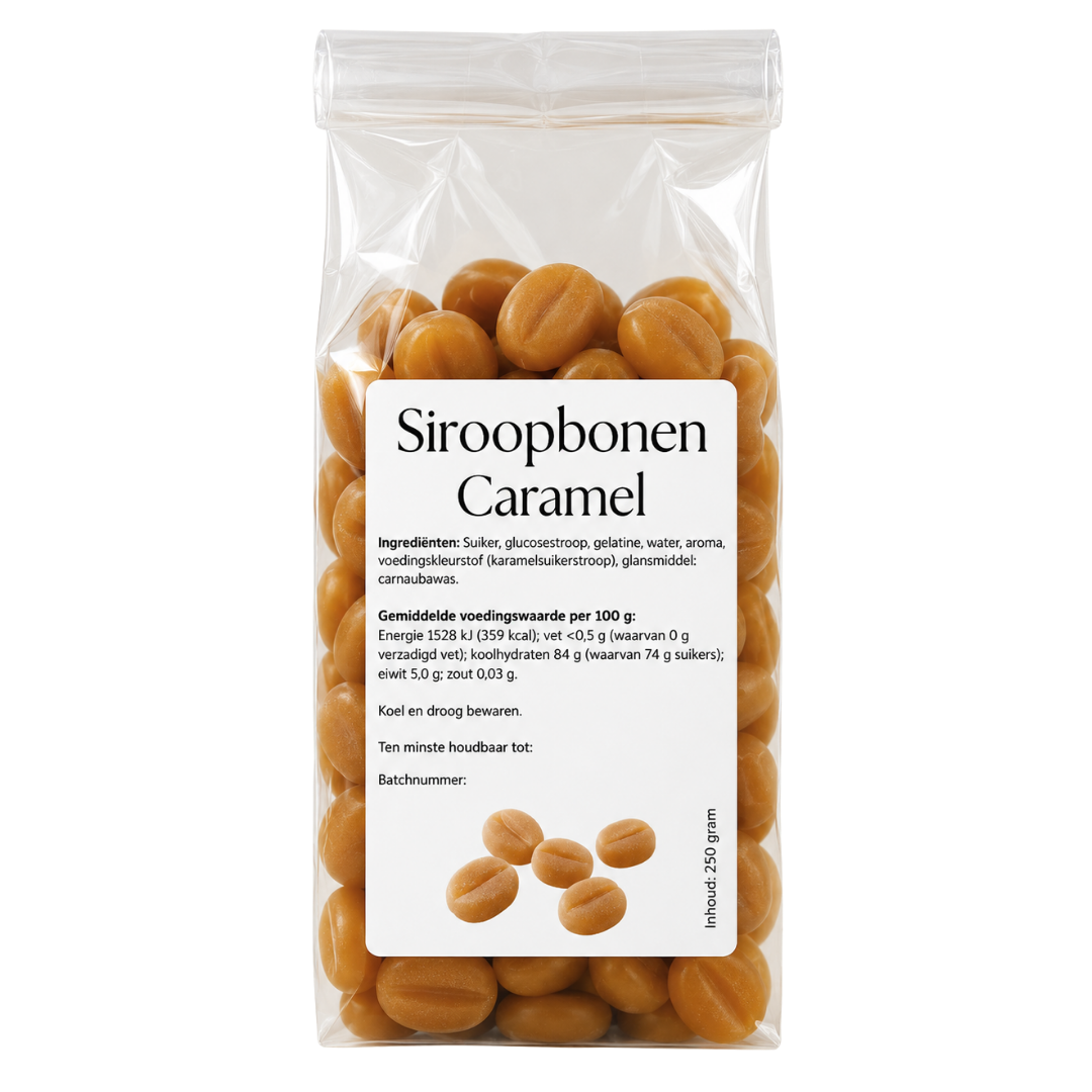 Siroopbonen Karamel – Zoete Smaakmaker voor Koffie, Thee & Cacao
