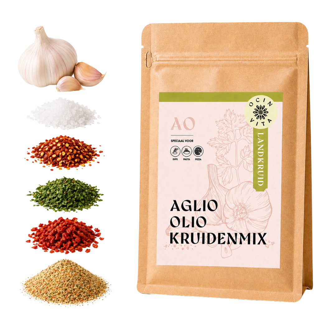 Aglio Olio Kruidenmix – Italiaanse Knoflook- &  Chilimix
