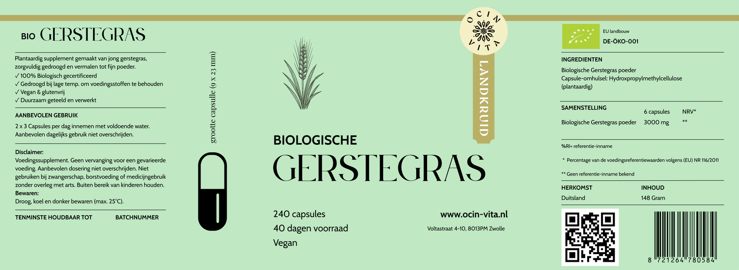 Biologische Gerstegras Capsules – 100% puur gerstegras